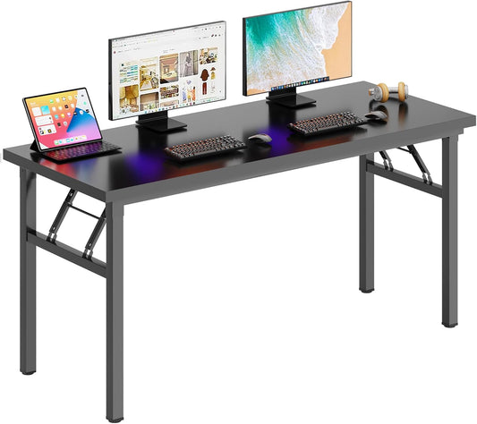 Computer Desk 62 Inches Office Desk Computer Table Study Writing Desk Workstation for Home Office Metal Frame Black and Black
